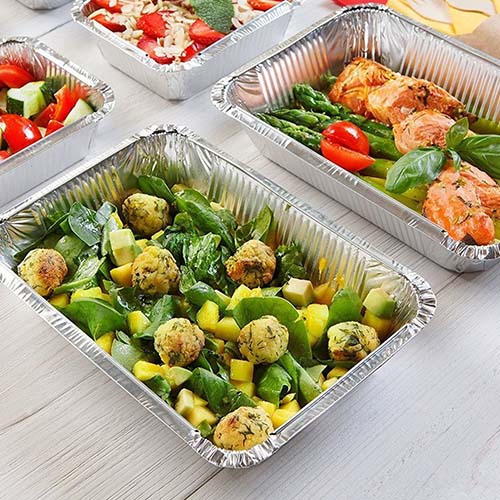 Recipiente para alimentos de folha de alumínio
